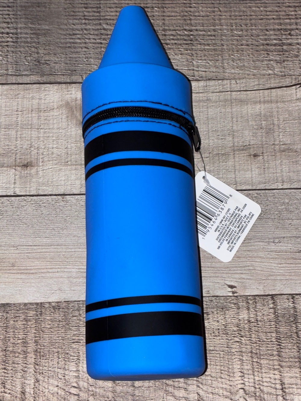 Bright Blue Crayon shaped Silicone Pencil Pouch